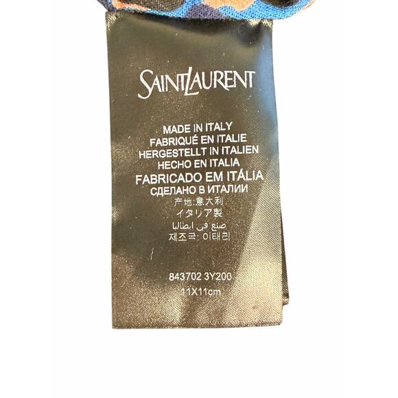 Saint Laurent NWT Cassandre Chouchou Hair Scrunchie in Blue Leopard Print main image 8